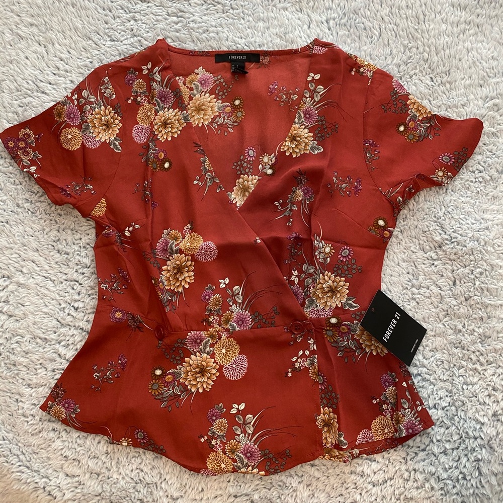 Floral Rust Gold Shirt from Forever 21